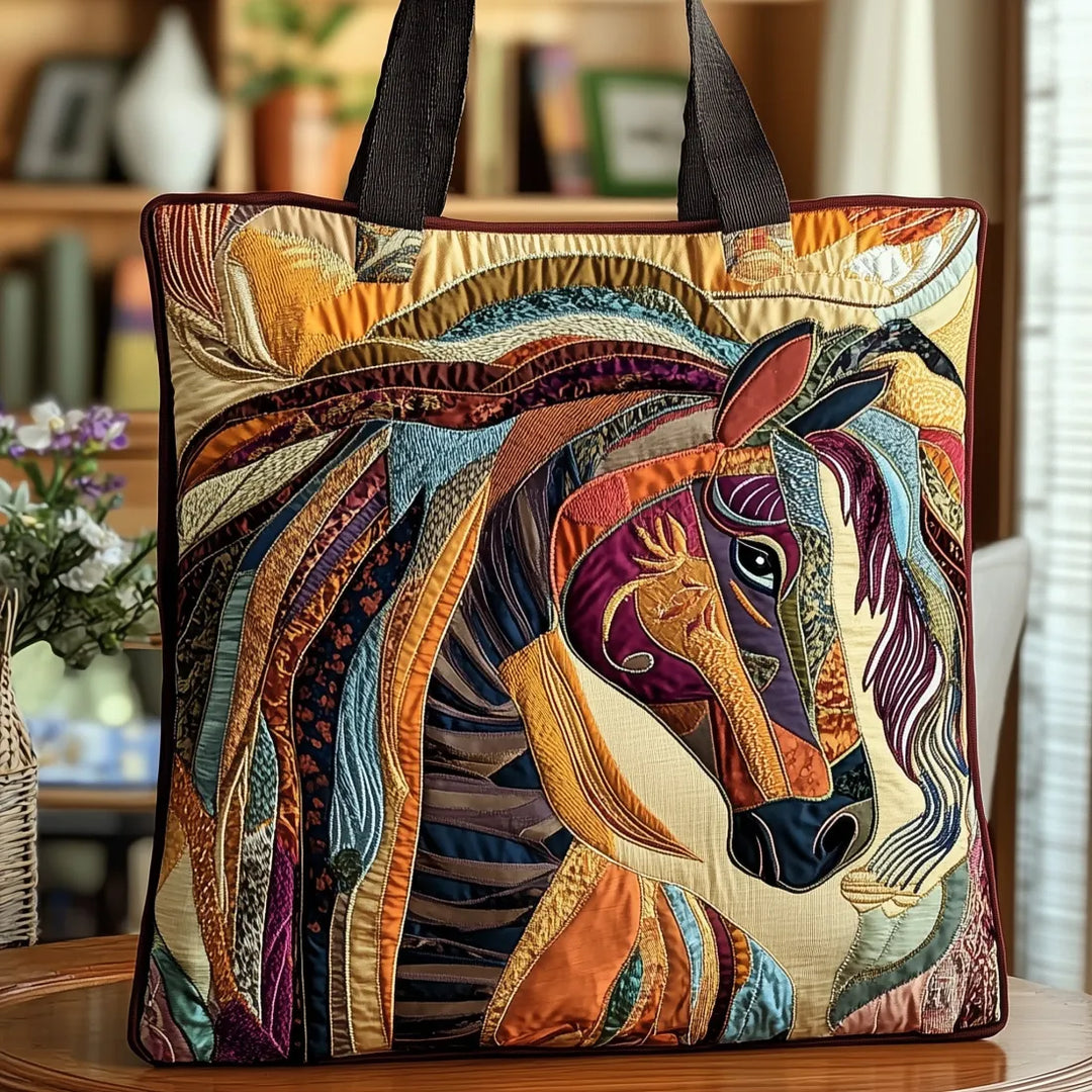 Sac cabas artisanal - Cheval mosaïque coloré