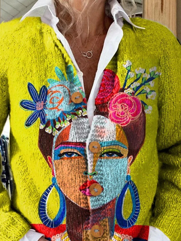 Fréda™ | Cardigan Portrait Peint