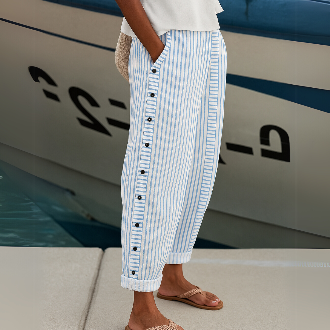 Caitlin | Pantalon à rayures élégantes avec boutons
