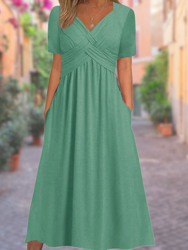 Sylvia | Robe à col en V avec poches pratiques