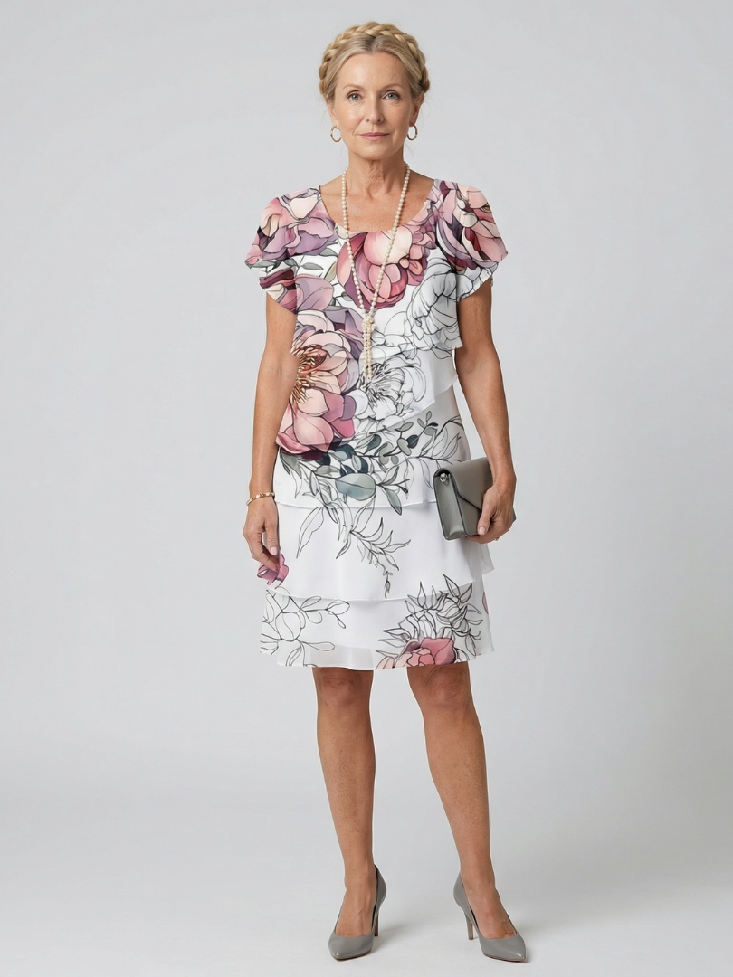 Kualani | Robe fleurie élégante longueur genou