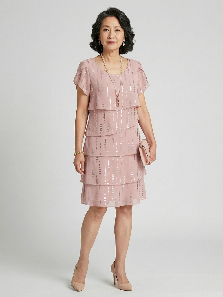 Makena | Robe élégante à motifs pointillés longueur genou