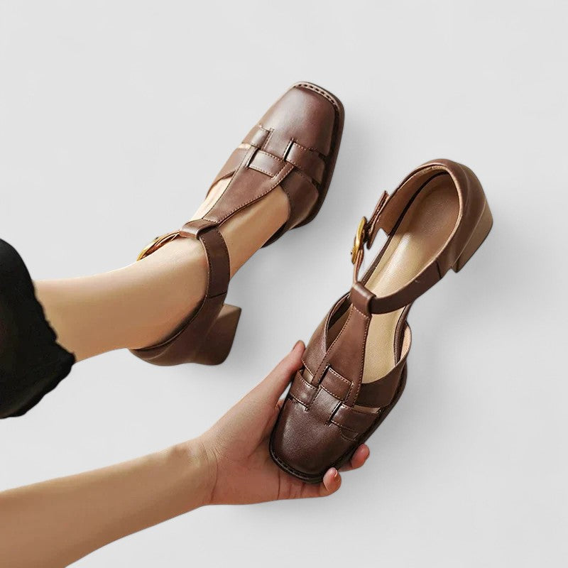 Elyxiana | Talons Bloc T-Strap Orthopédiques