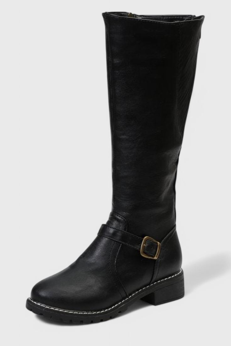 Sienna - Bottes Hautes Bouclées avec Fermeture Éclair