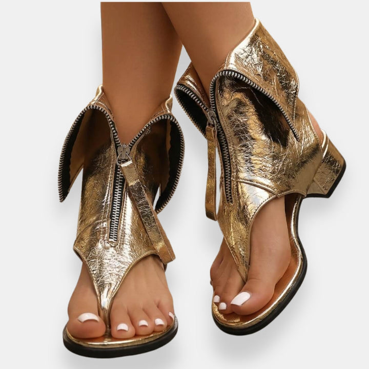 Nicole | Sandales Métalliques Zippées