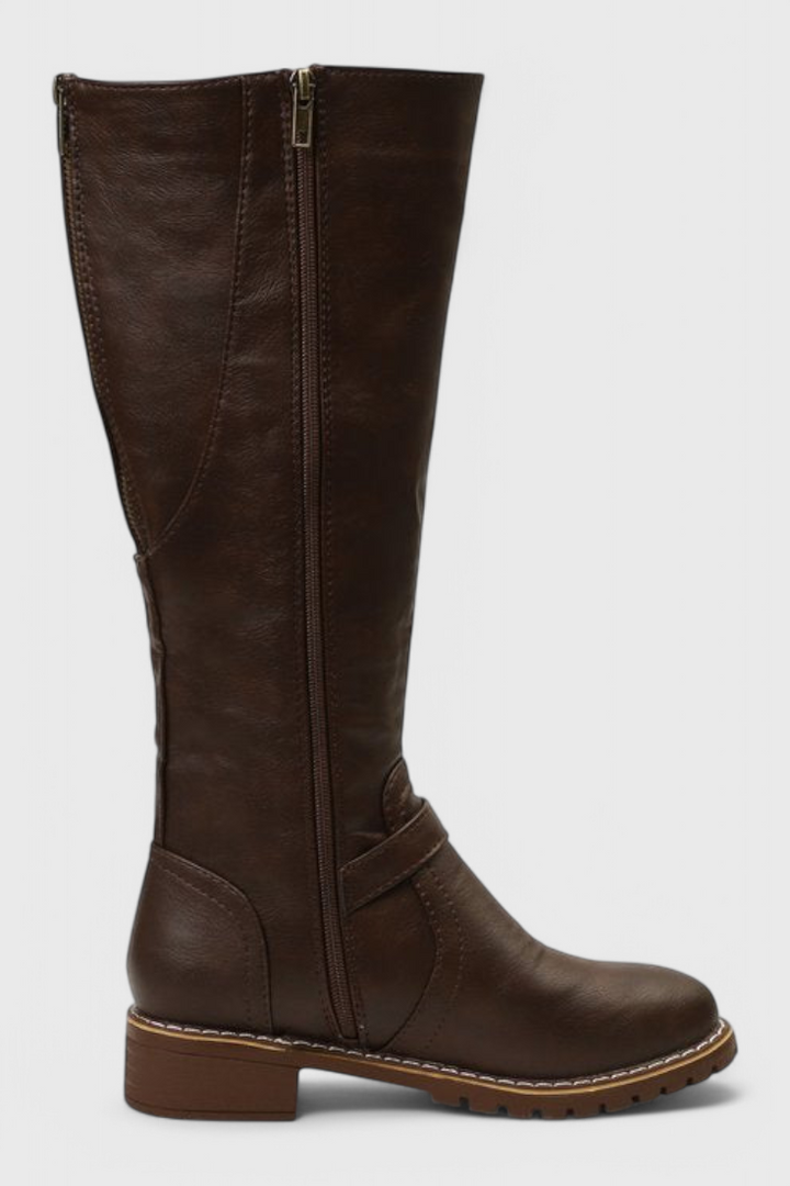 Sienna - Bottes Hautes Bouclées avec Fermeture Éclair