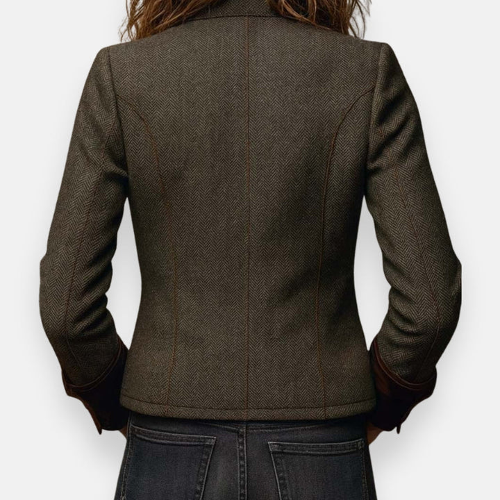 Geraldine – Veste Tweed avec Détails en Velours