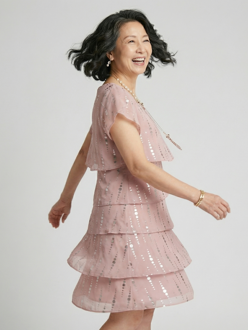 Makena | Robe élégante à motifs pointillés longueur genou