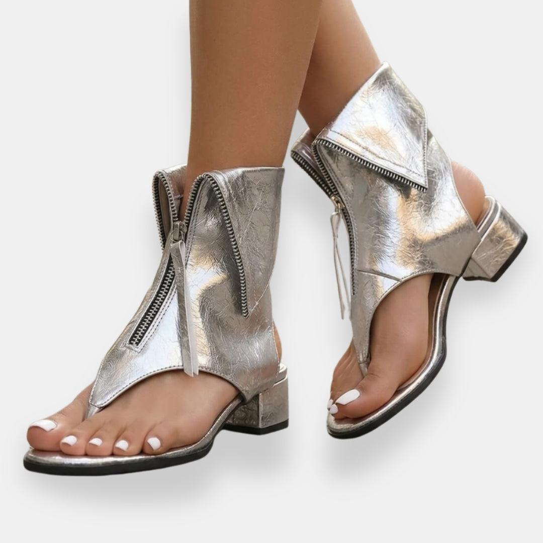 Nicole | Sandales Métalliques Zippées