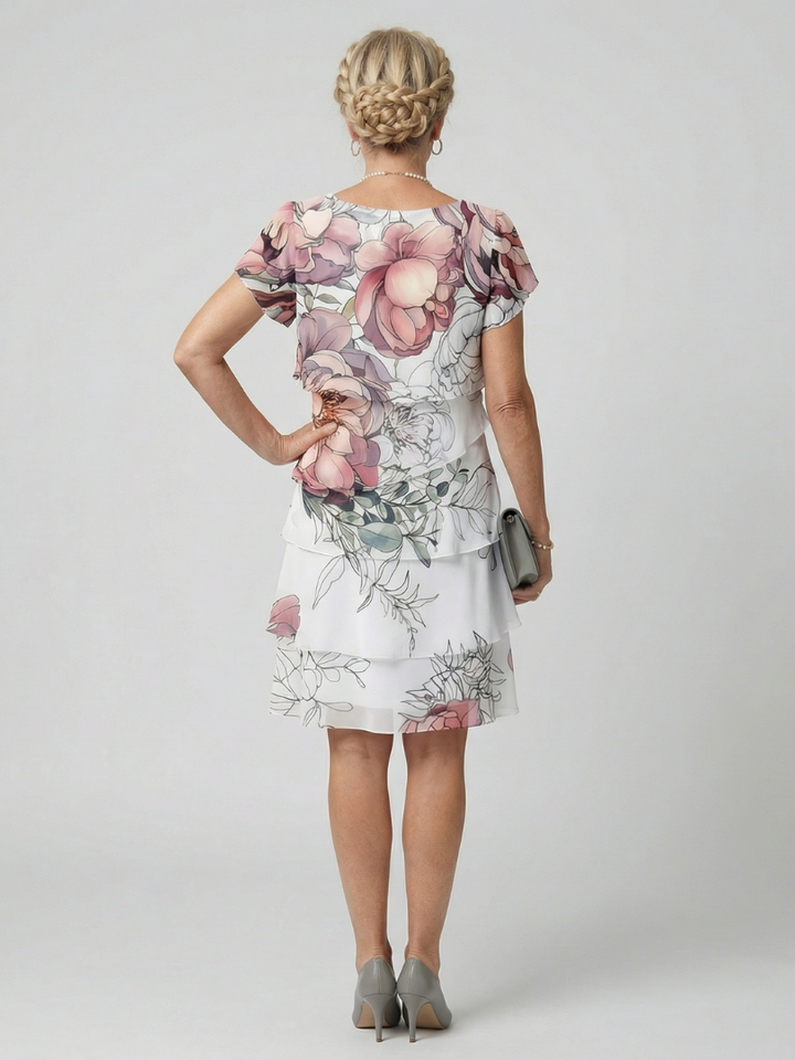 Kualani | Robe fleurie élégante longueur genou