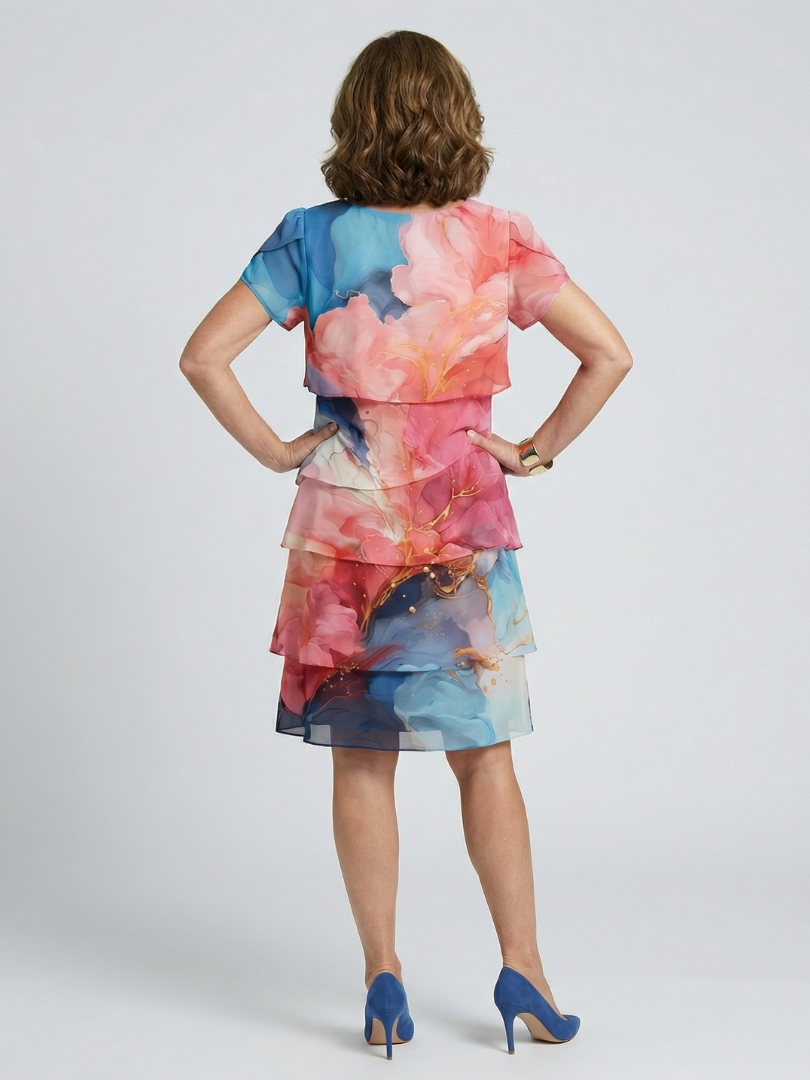 Mira | Robe élégante effet marbré longueur genou