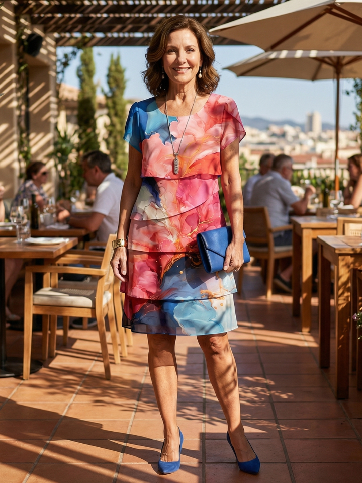 Mira | Robe élégante effet marbré longueur genou
