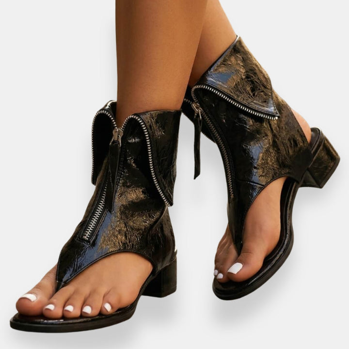 Nicole | Sandales Métalliques Zippées