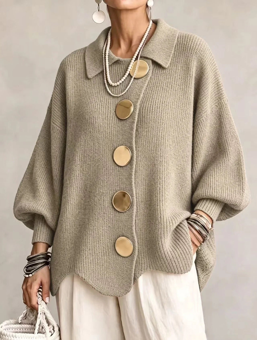 Karina | Gilet Boutonné Oversized à Col