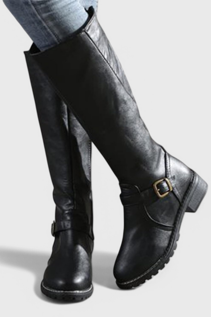 Sienna - Bottes Hautes Bouclées avec Fermeture Éclair