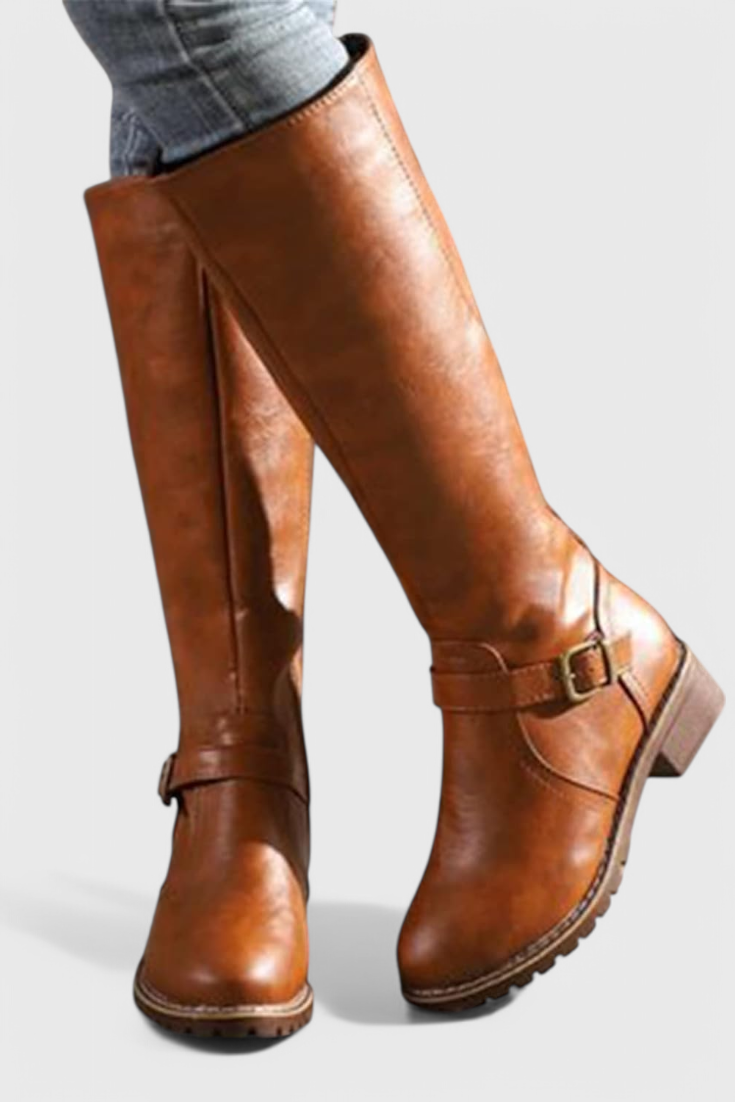 Sienna - Bottes Hautes Bouclées avec Fermeture Éclair