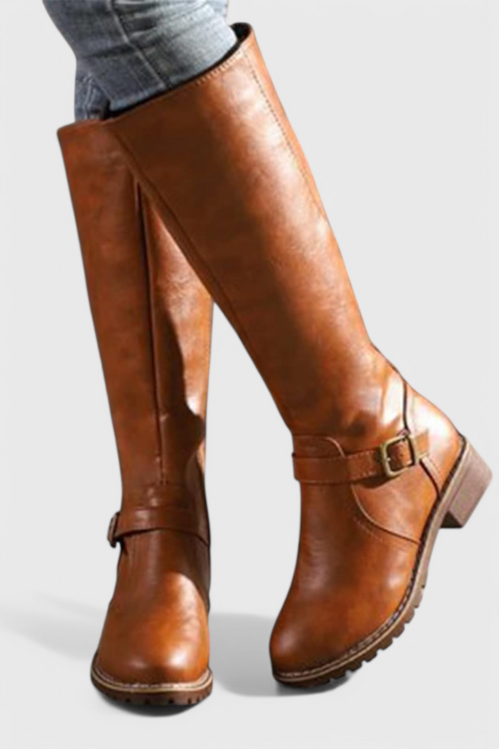 Sienna - Bottes Hautes Bouclées avec Fermeture Éclair