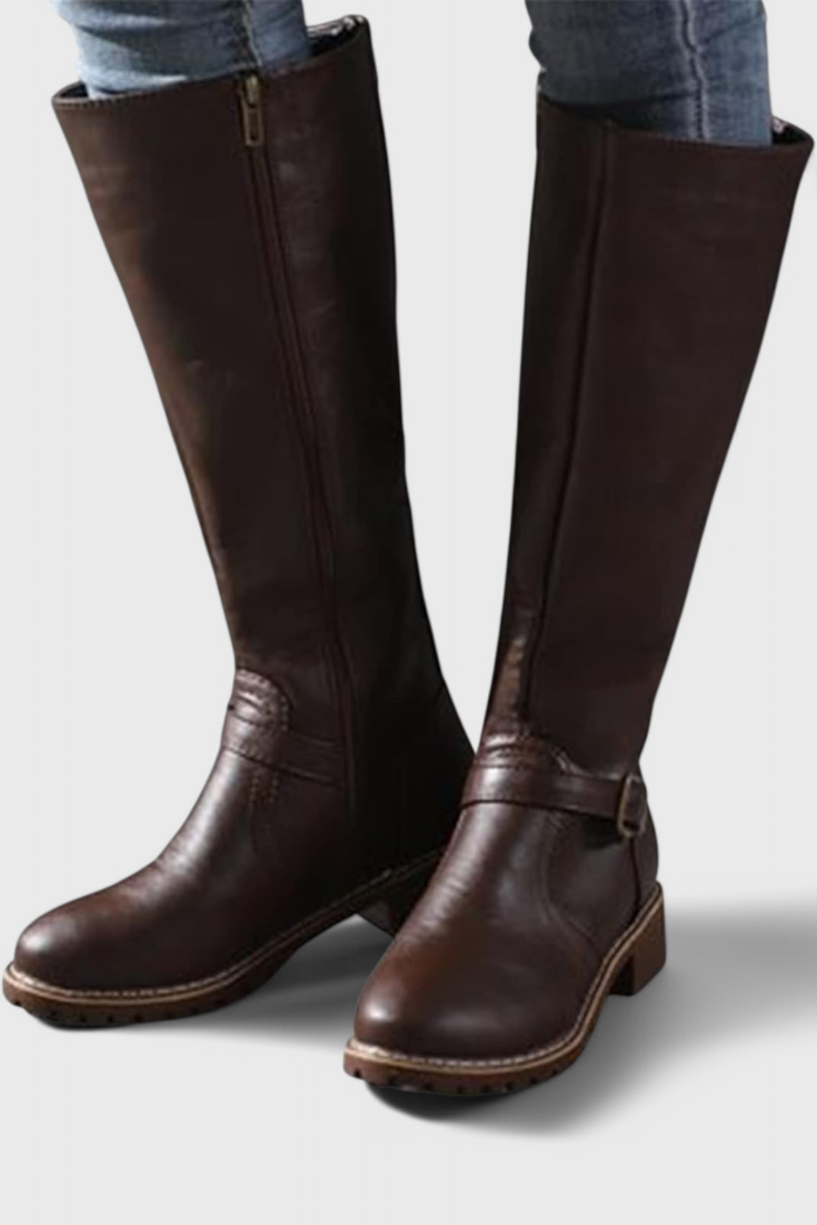 Sienna - Bottes Hautes Bouclées avec Fermeture Éclair