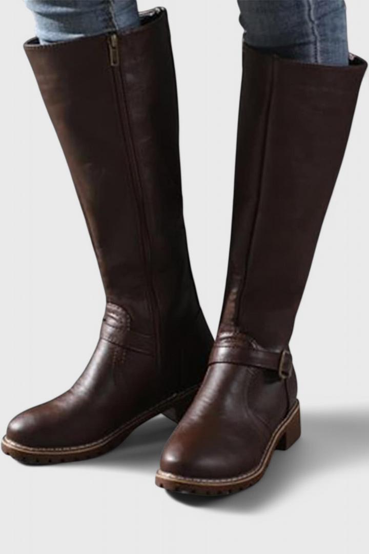 Sienna - Bottes Hautes Bouclées avec Fermeture Éclair