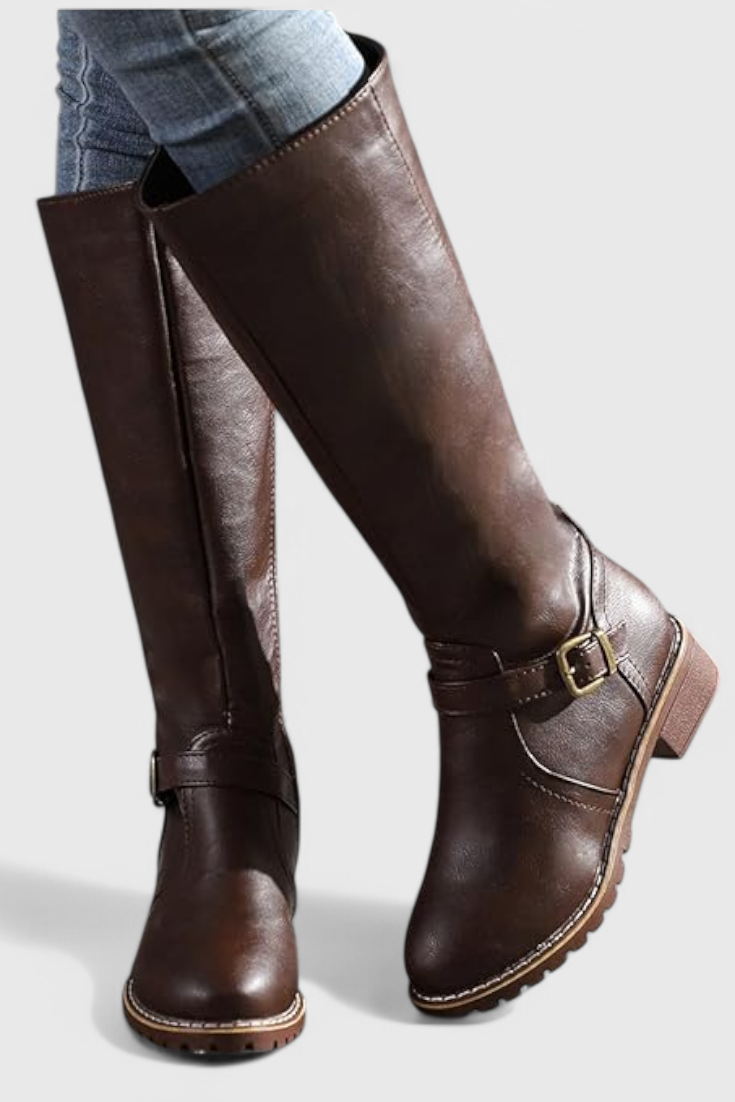Sienna - Bottes Hautes Bouclées avec Fermeture Éclair