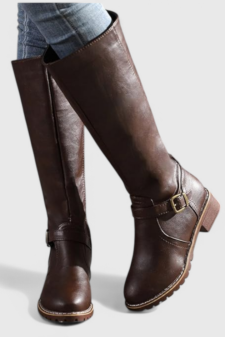Sienna - Bottes Hautes Bouclées avec Fermeture Éclair