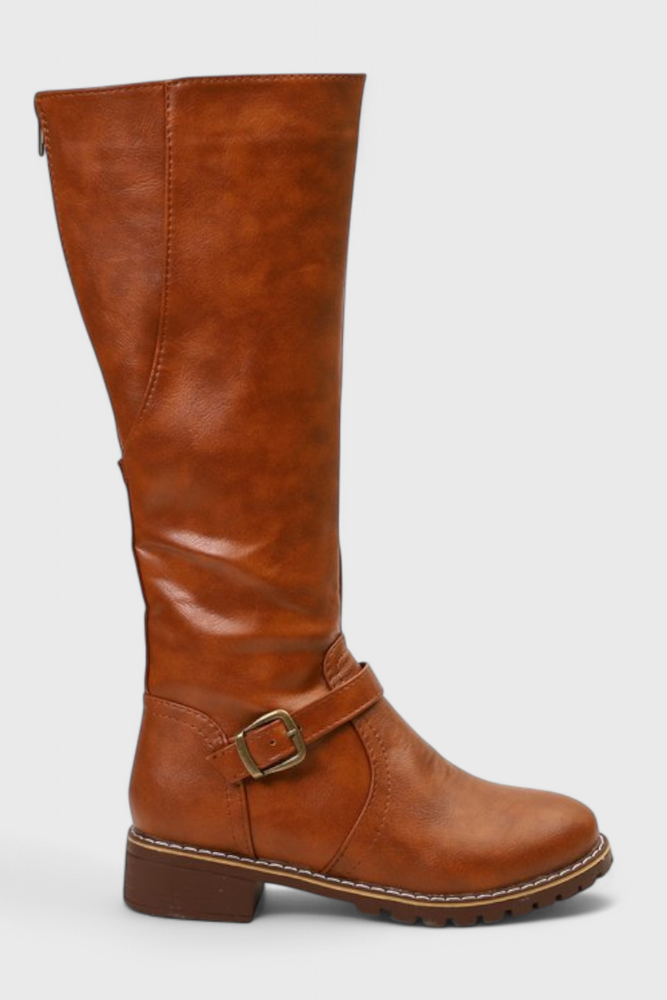 Sienna - Bottes Hautes Bouclées avec Fermeture Éclair