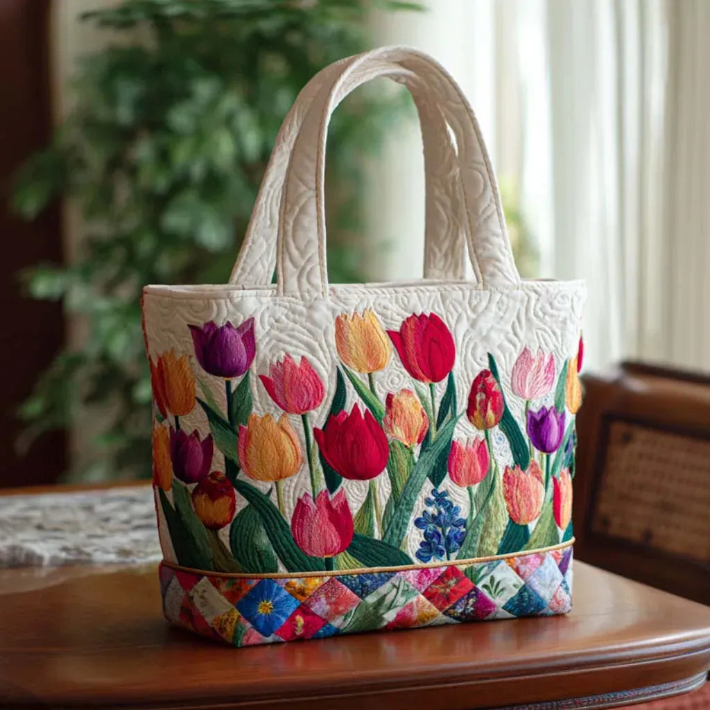 Sac cabas matelassé - Jardin de tulipes