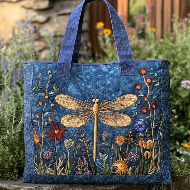 Sac cabas matelassé - Libellule dorée