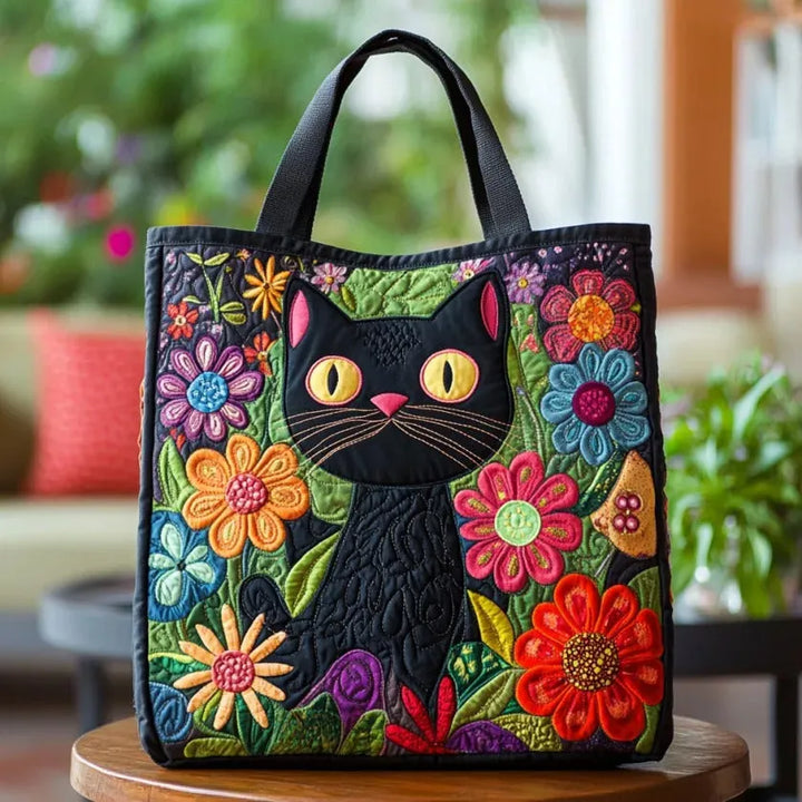 Sac matelassé - Chat noir enchanté