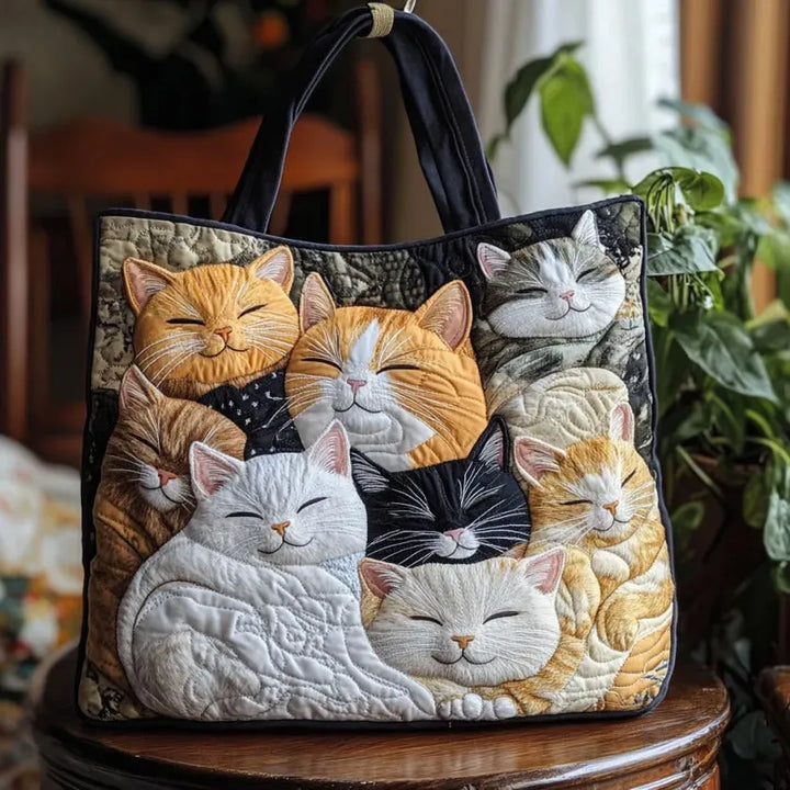 Sac matelassé artisanal - Chatons endormis