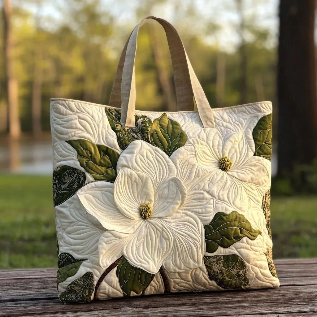 Sac matelassé artisanal - Élégants lys blancs