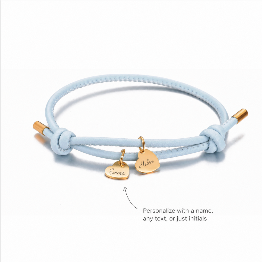 Bracelet Double Cœur – Bleu / Or Rosé