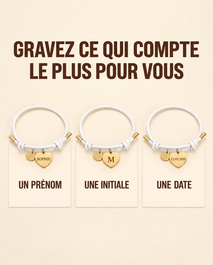 Double Cœur | Bracelet en Cuir Personnalisé