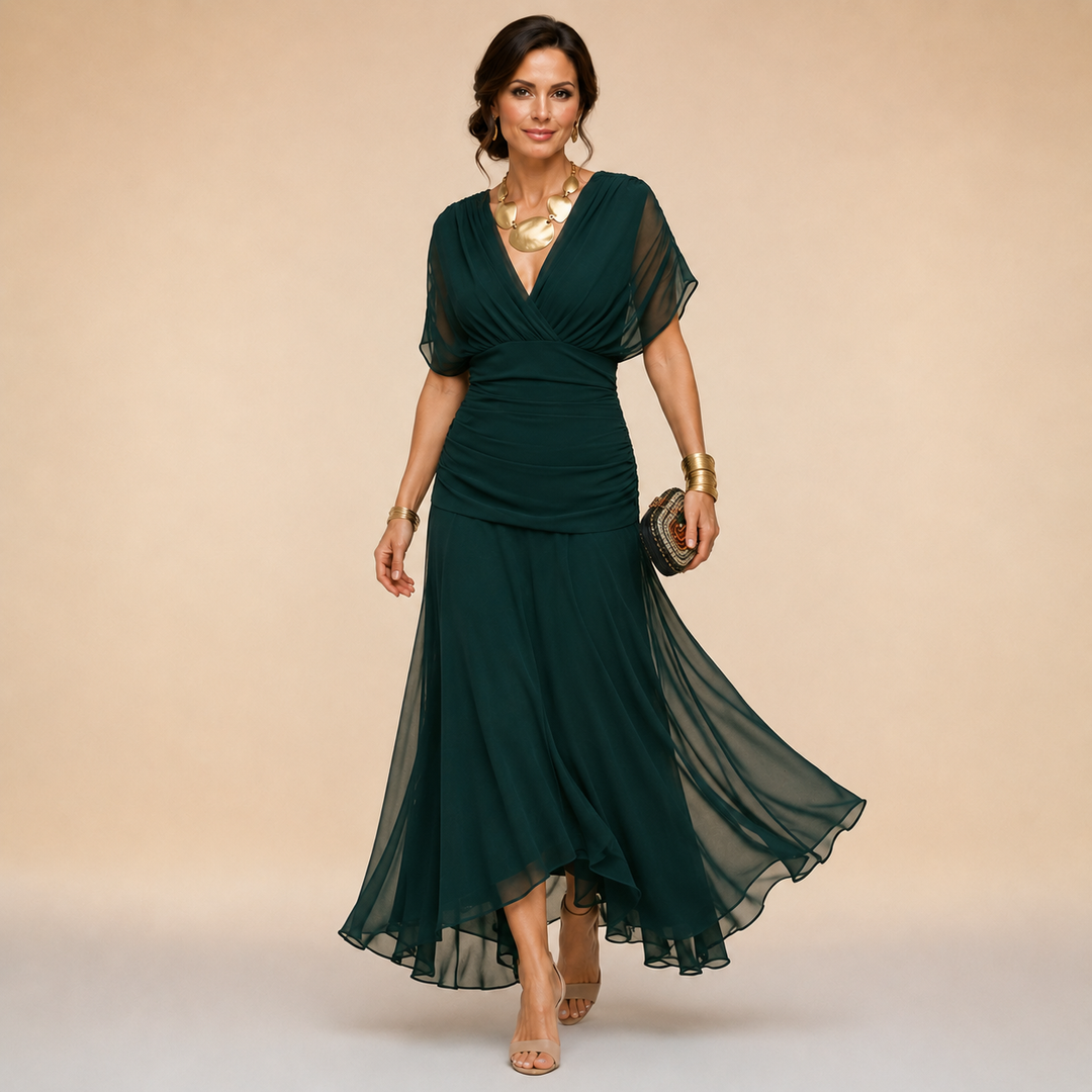 Emma | Robe Maxi de Soirée à Décolleté en V Drapé