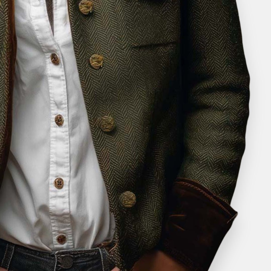 Geraldine – Veste Tweed avec Détails en Velours