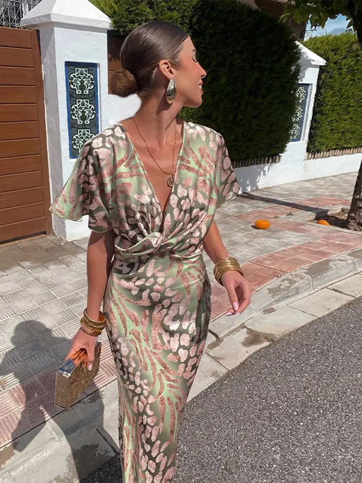Clarandra - Robe Midi Cuivrée Élégante