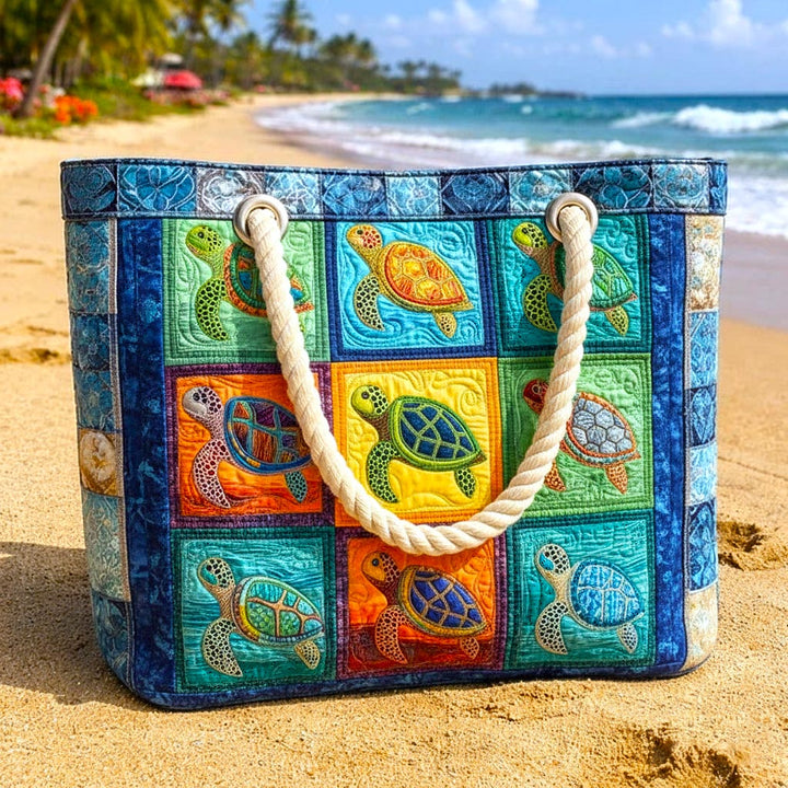 Sac de Plage Matelassé Tortue Paisible