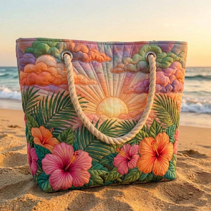 Sac de Plage Matelassé Lever de Soleil Tropical
