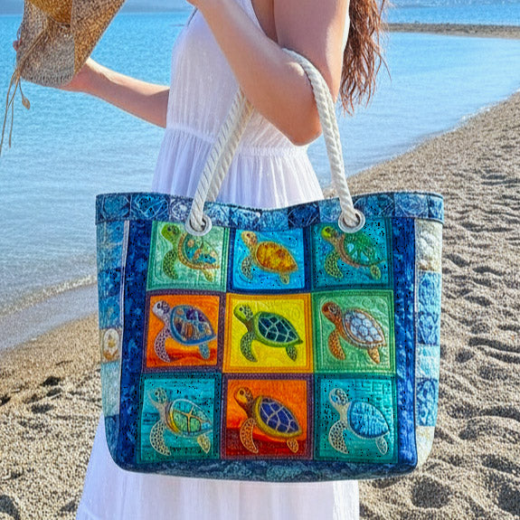 Sac de Plage Matelassé Tortue Paisible