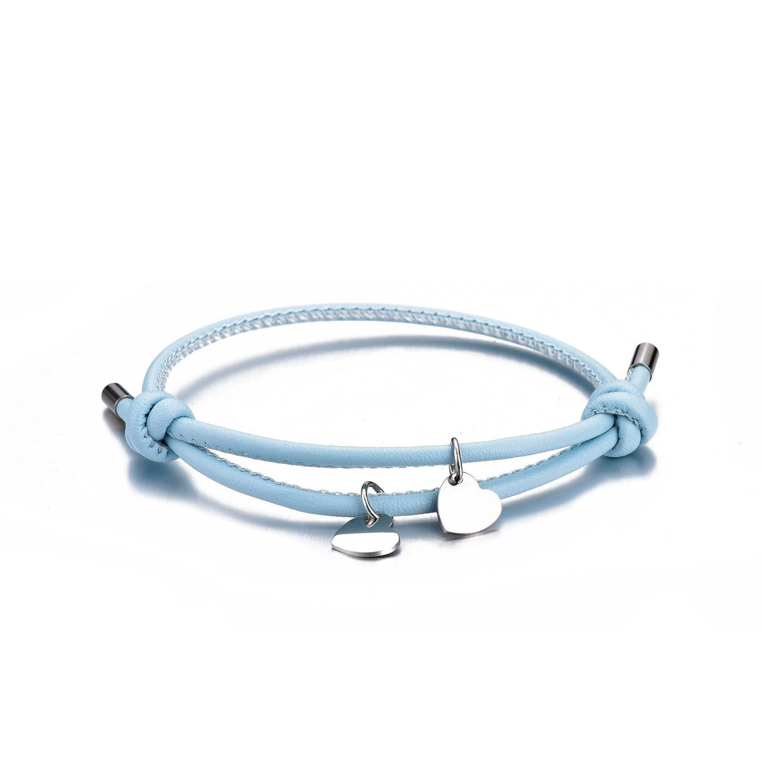 Bracelet Double Cœur – Bleu / Argent