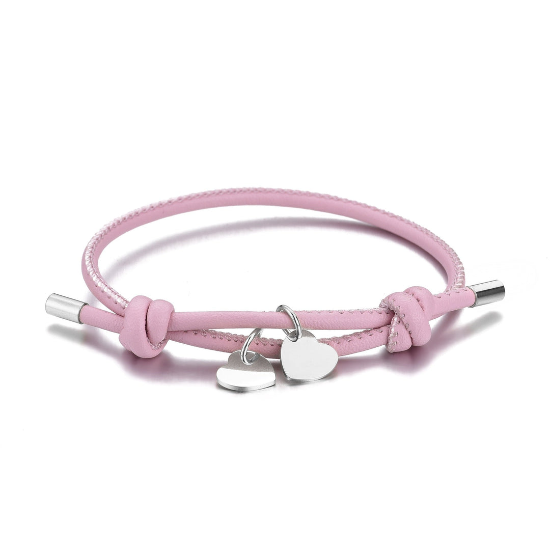 Bracelet Double Cœur – Rose / Argent