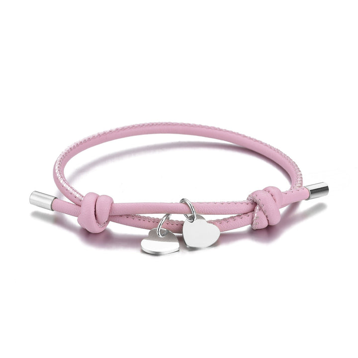 Bracelet Double Cœur – Rose / Argent