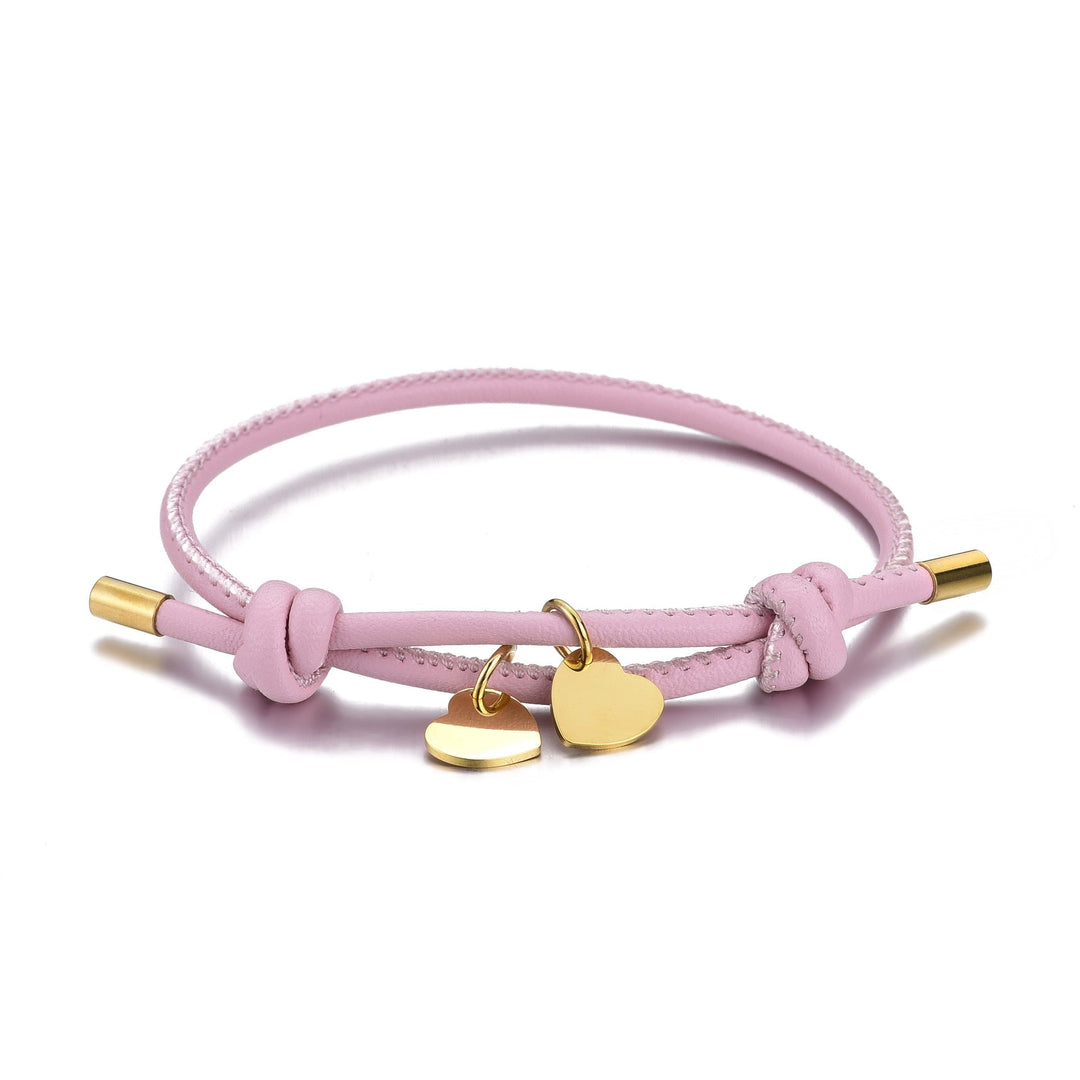 Bracelet Double Cœur – Rose / Or