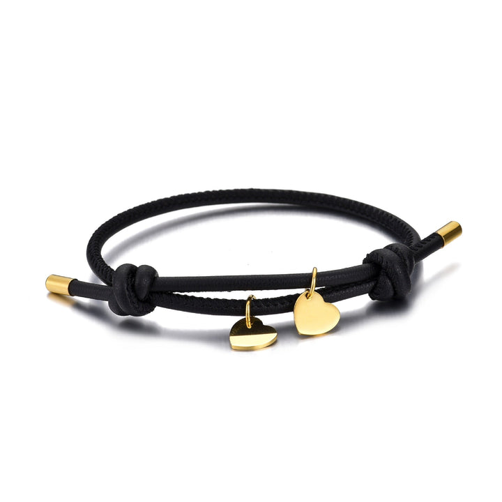 Bracelet Double Cœur – Noir / Or
