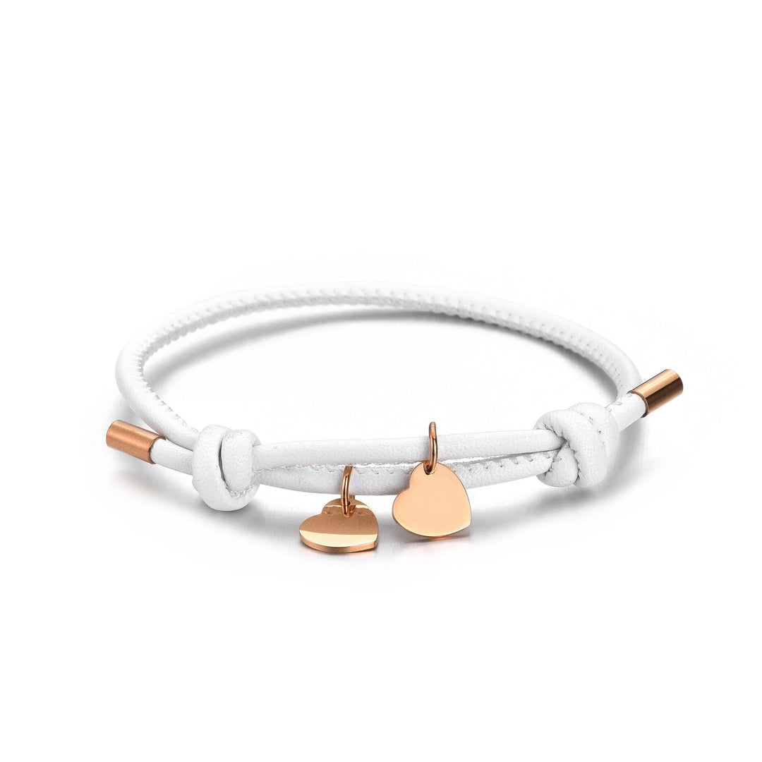 Bracelet Double Cœur – Blanc / Or Rosé