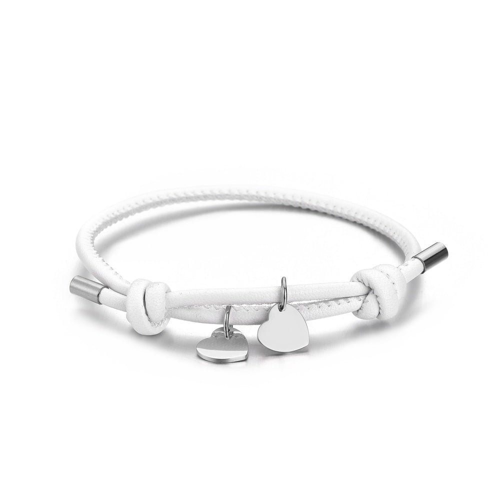 Bracelet Double Cœur – Blanc / Argent