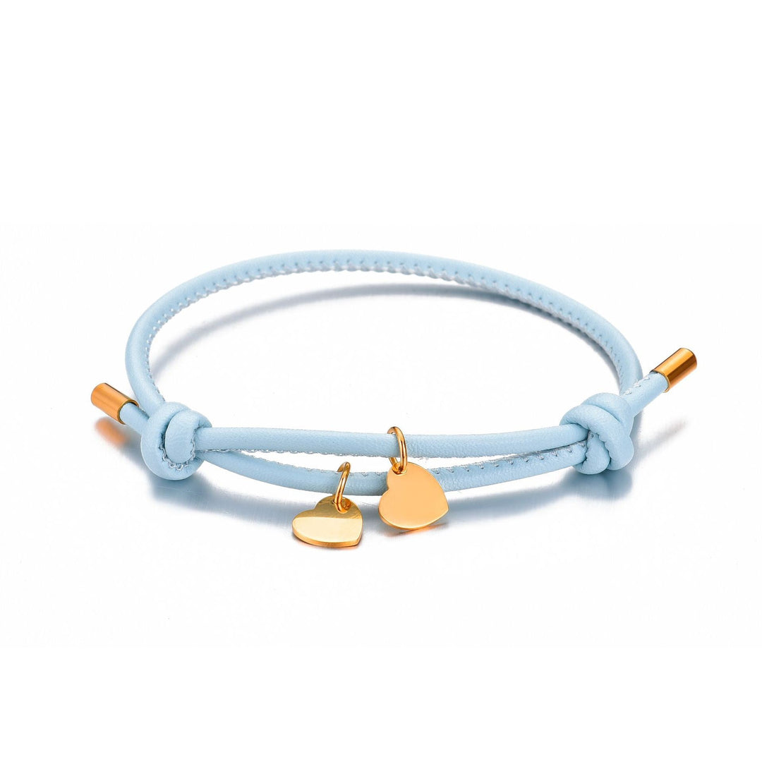 Bracelet Double Cœur – Bleu / Or