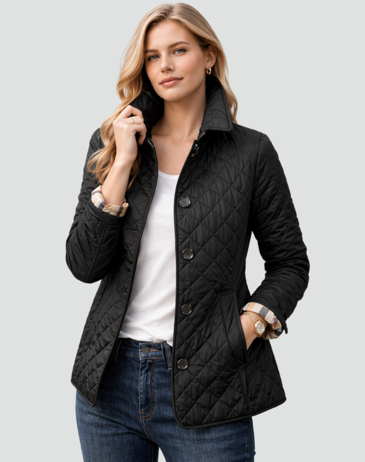 Ainsley | Veste Matelassée à Doublure Écossaise