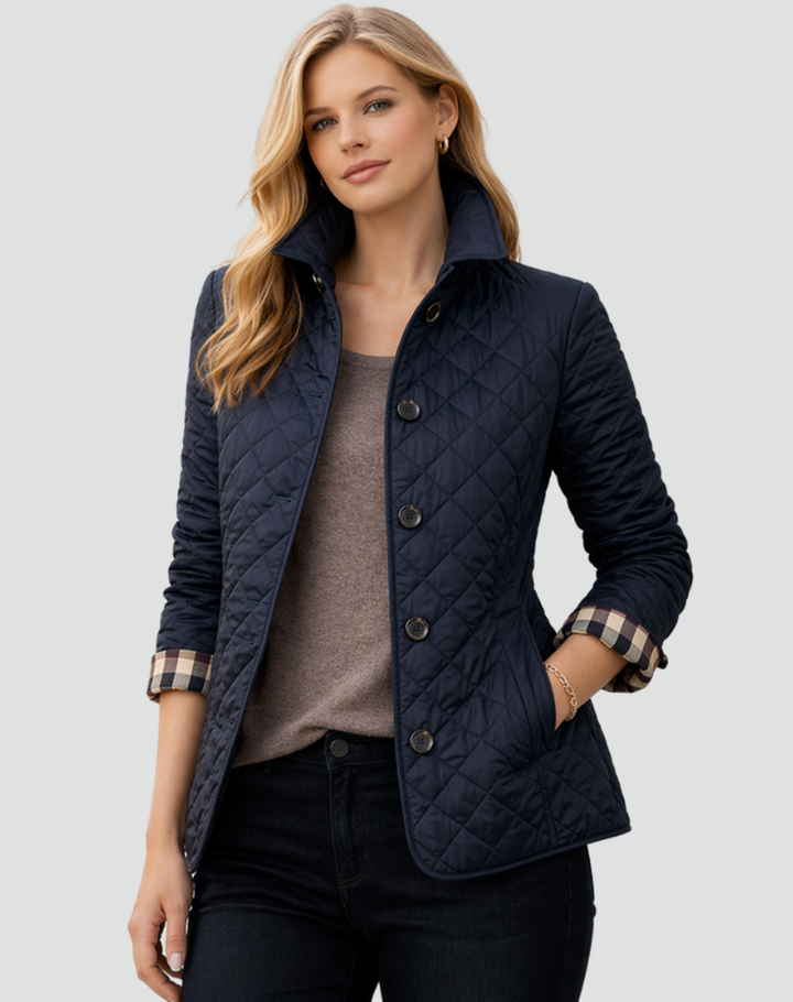 Ainsley | Veste Matelassée à Doublure Écossaise
