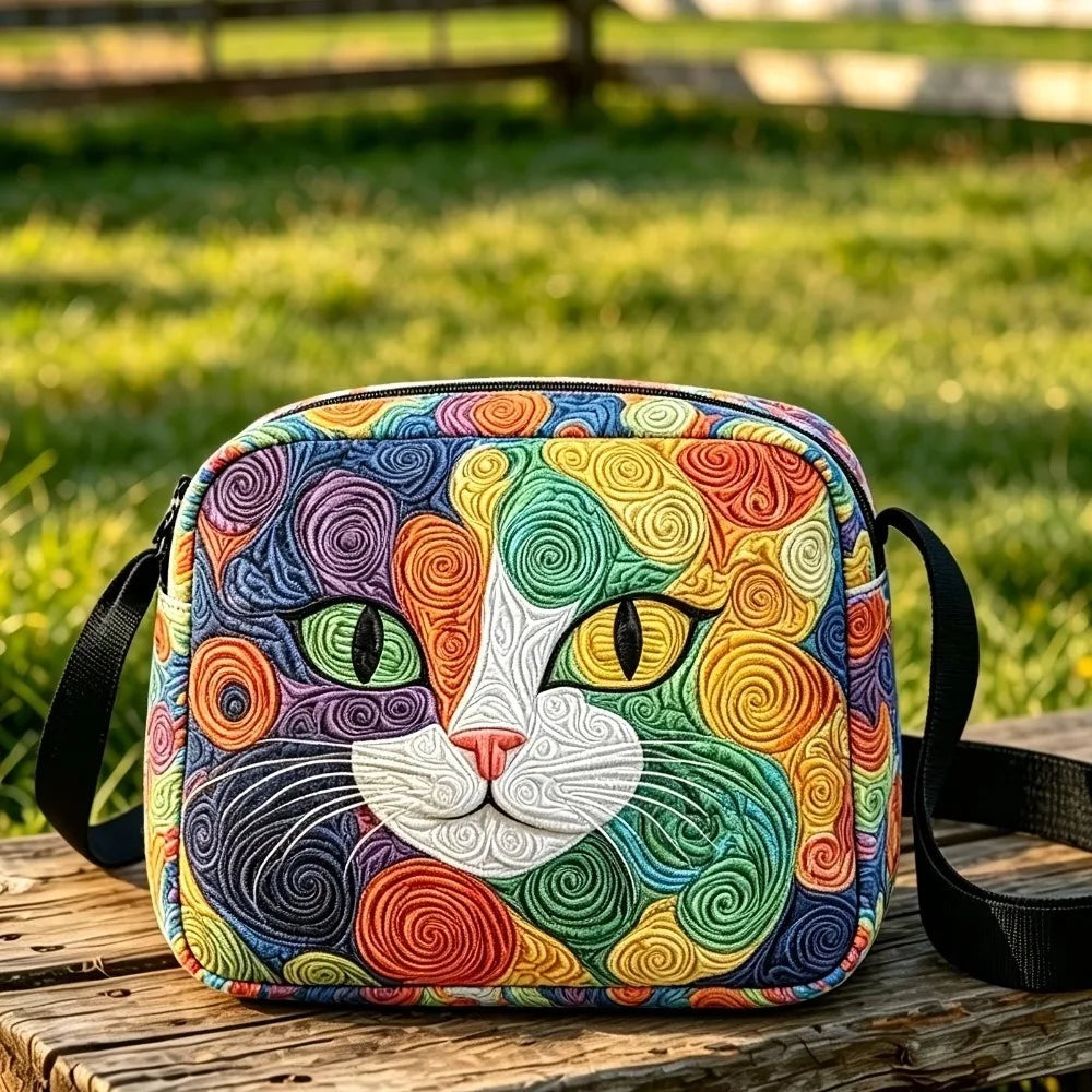 Sac bandoulière Floravie – motif Chat mosaïque